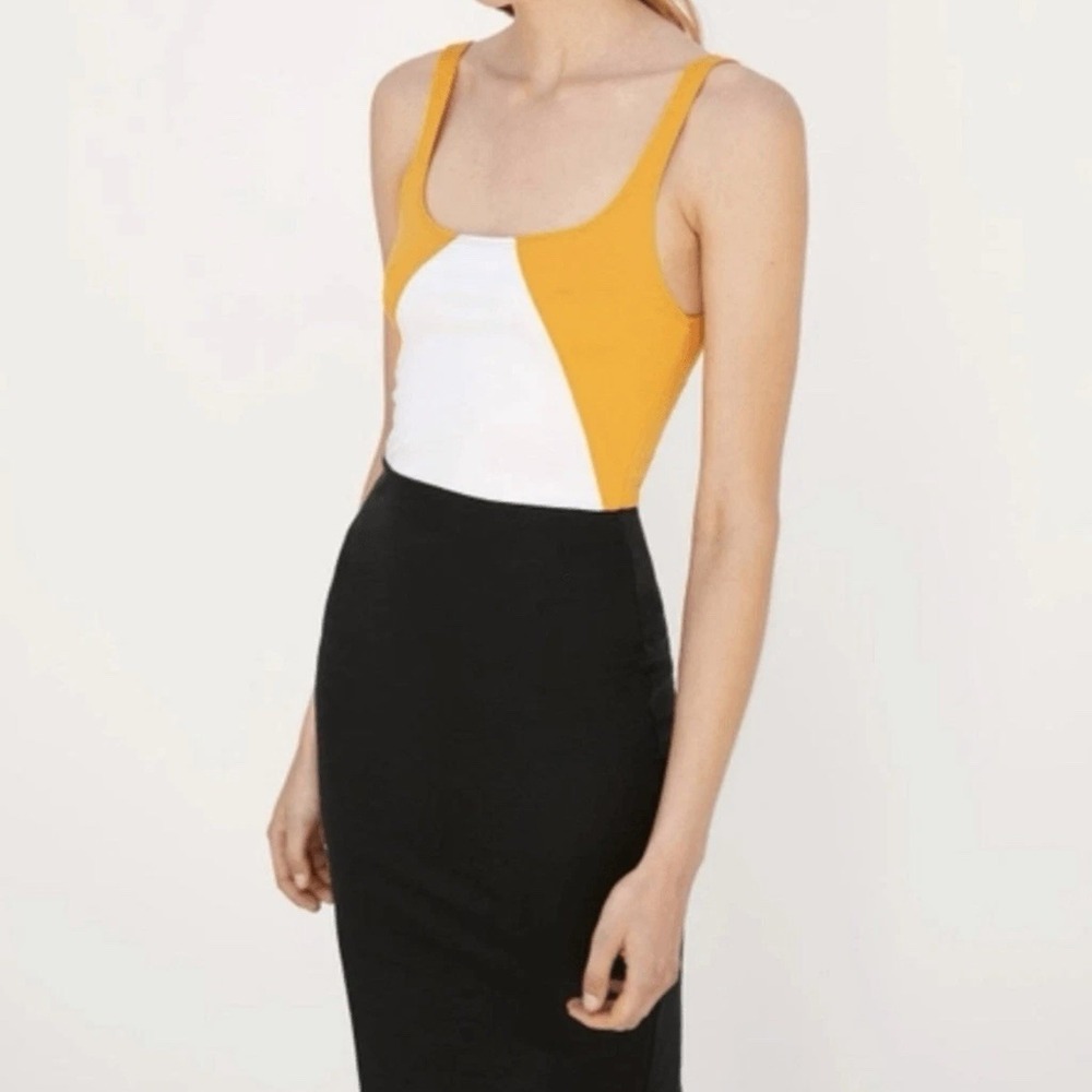 Zara Black Gold White‎ Colorblock Sleeveless Jersey Dress Size XLarge
